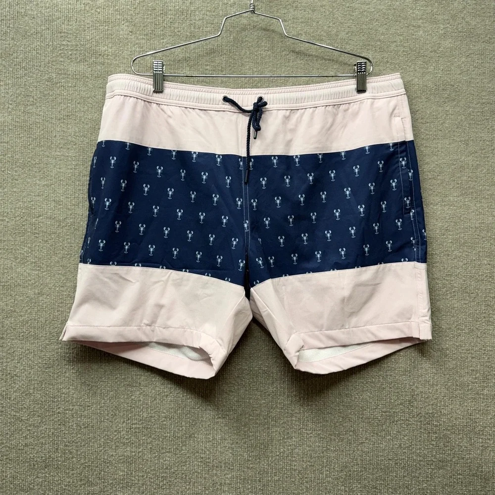 Mizzen Main Swim Shorts Mens XL Blue Lobster Print Quick Dry Lined‎ NEW